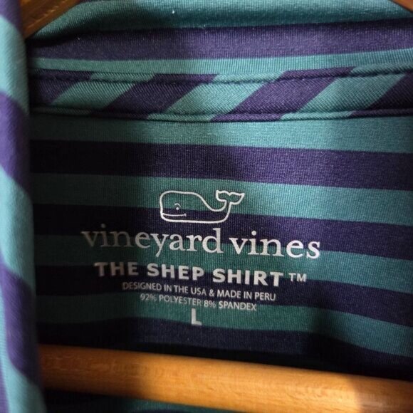 LIKE NEW VINEYARD VINES BLUE/ GREEN THE SHEP LONGSLEEVES MOCK NECK TOP SIZE L - Picture 14 of 16